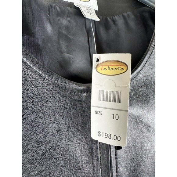Talbots Leather Vest Sz 10 Women's Lined Black NWT Org $198 Quiet Luxury Edgy - Picture 6 of 8